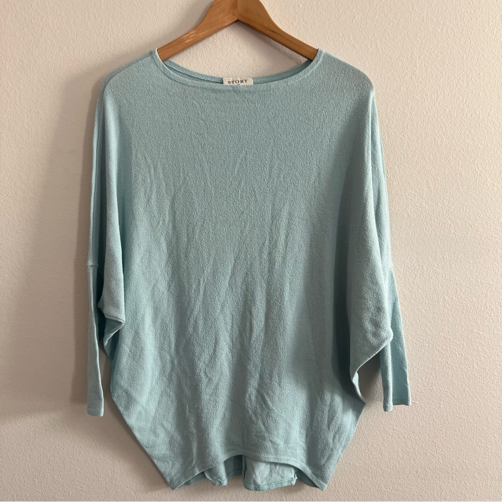 Story Soft Blue Knit Tunic Top